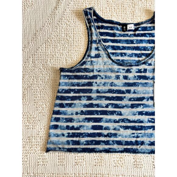Blue & Gray BDG Striped Cropped Tank Top Acid Wash - Picture 2 of 9